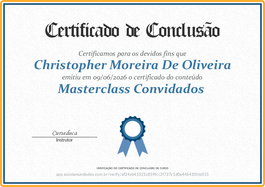 Certificado Masterclass Convidados